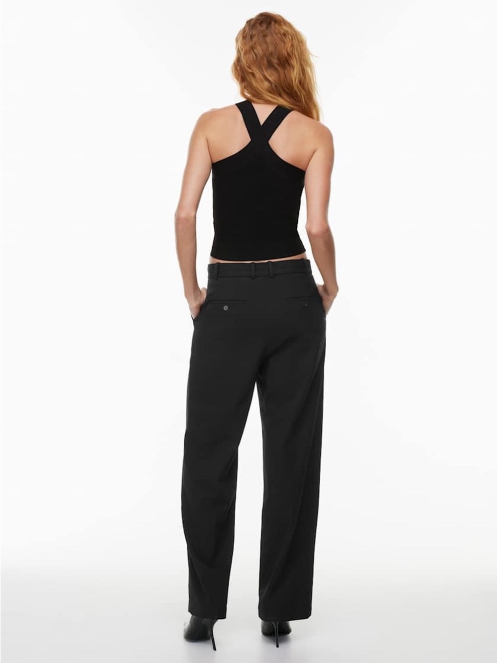 Aritzia Black Ribbed Cross-Halter Crop Top - Picture 6 of 14